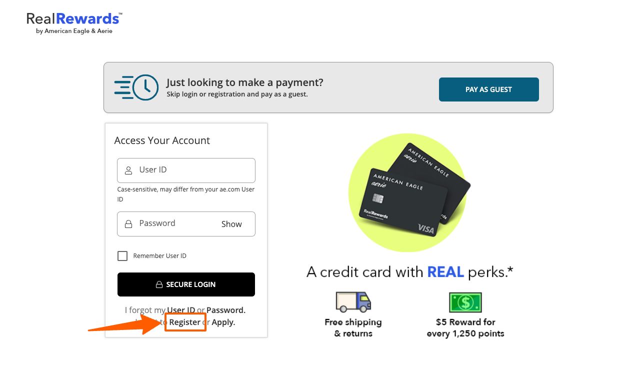 Register for American Eagle Credit Card
