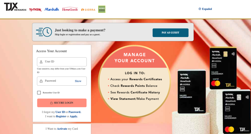 tjx credit card login tips